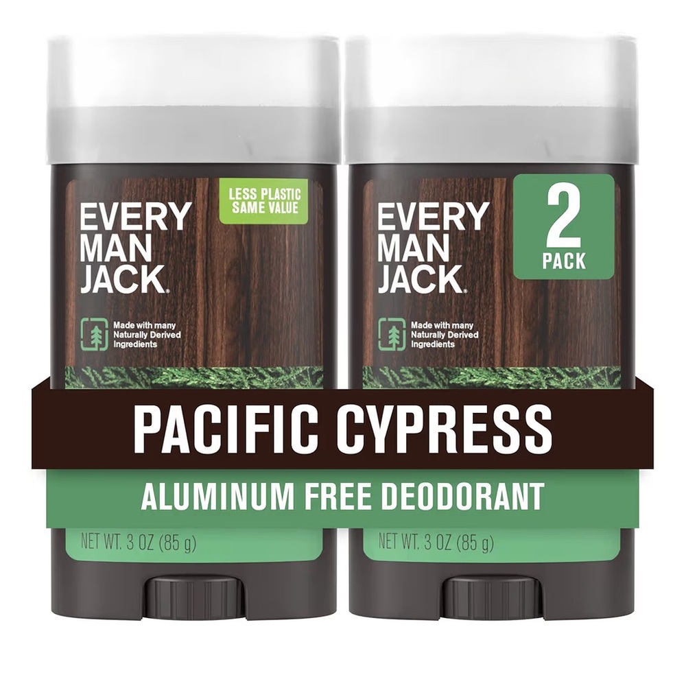 Every Man Jack Pacific Cypress Men’s Deodorant. (2) Pack.  Aluminum Free. NEW!